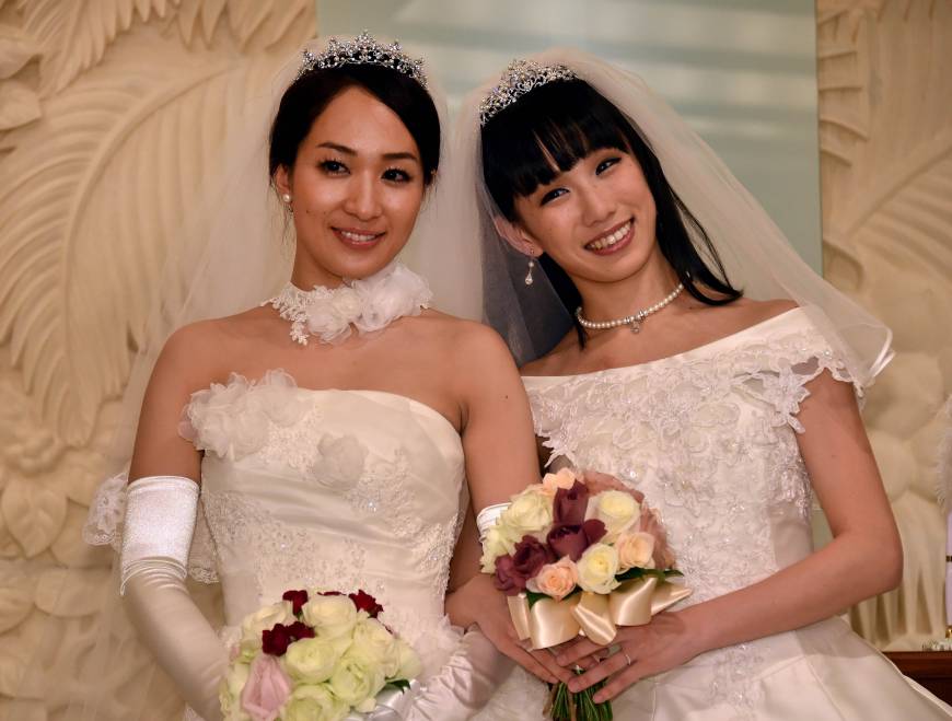 japanese lesbians wedding ichinose ayaka akane sugimori same sex marriage gay rights tokyo