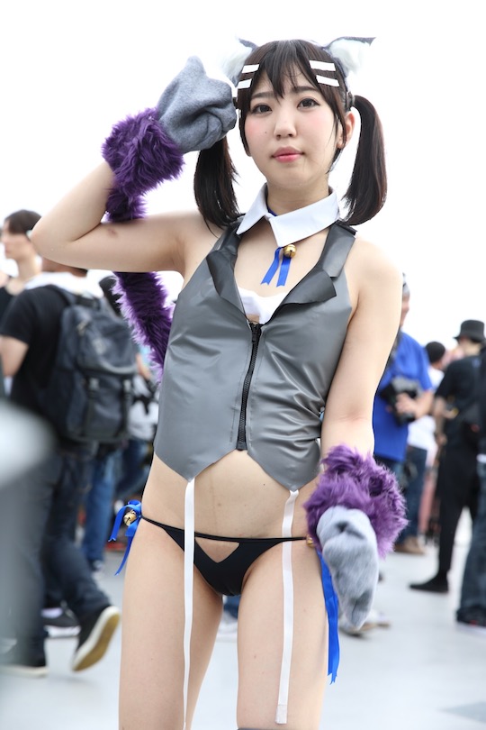 tokyo japan comiket 94 extreme erocosplay sexy swimsuit catgirl