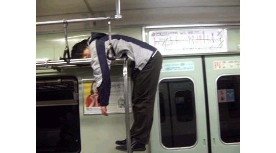 japan train tokyo sleeping people crazy