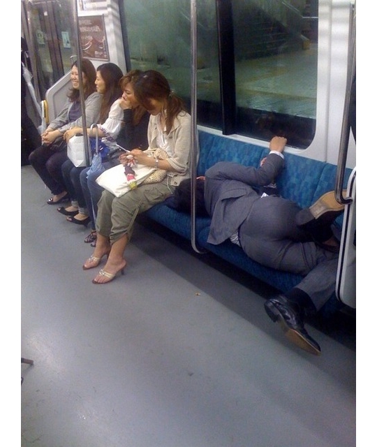 japan train tokyo sleeping people crazy