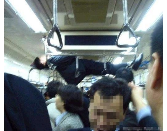 japan train tokyo sleeping people crazy