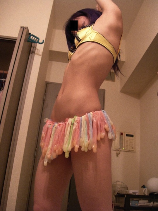 japanese girl condom used skirt belt wear