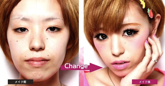 c kawaii make up before after change japanese girl cosmetics