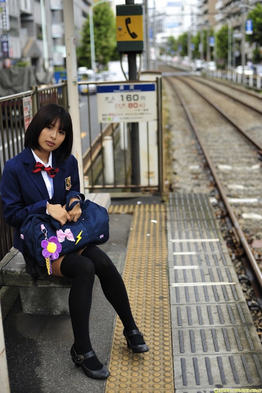 japanese high school girl uniform train station