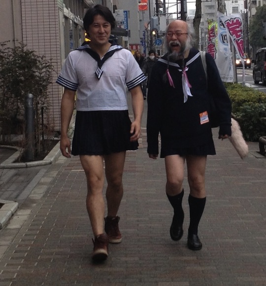 hideaki kobayashi japan old guy cross dress cosplay schoolgirl uniform sailor suit