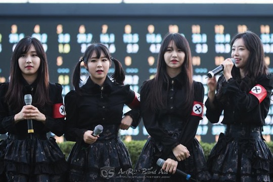 pritz k-pop music group girl band nazi uniform clothes