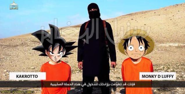 islamic state japanese hostage threat execute internet meme spoof anime moe #ISISクソコラグランプリ one piece