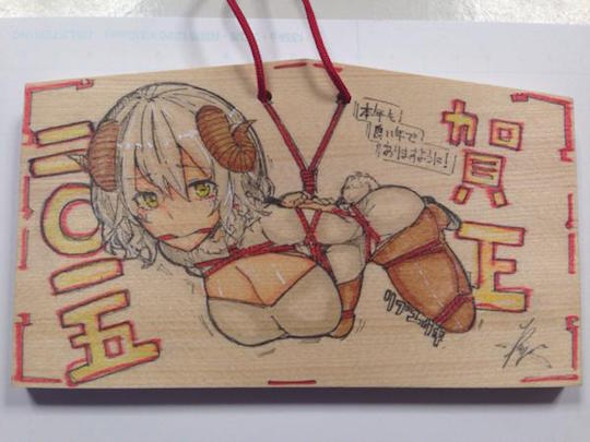 ita-ema new year otaku wish prayer plaques kanda shrine tokyo moe character illustration