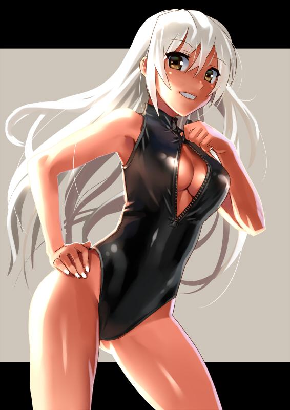 realise swimsuit front zipper meme twitter illustration erotic moe adult picture japanese swimming costume character fan art