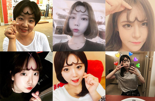 korean heart hair bangs meme trend fashion women