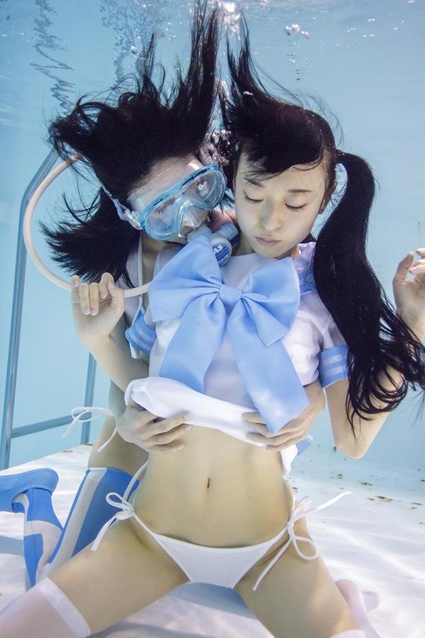 manabu koga underwater suichu knee high girls cube japanese models swimsuits