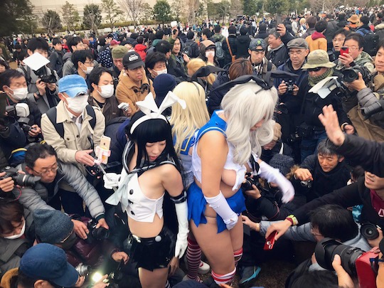 comiket upskirt panchira cosplayer female japan exploitation comic market event tokyo