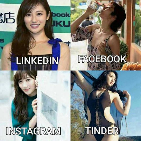 linkedin facebook instagram tinder kazusa okuyama gravure idol japan meme