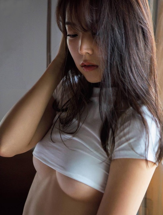 miru Shiroma NMB48 mirurun reborn photo book graduate sexy hot nude breasts naked japanese idol butt stockings lying on bed