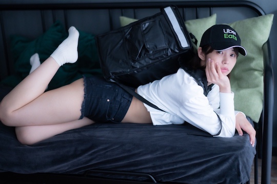kanden tugu uber eats delivery girl parody cosplay sexy japanese