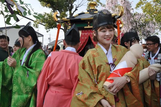 tagata shrine honen matsuri penis fertility festival parade phallus female volunteers