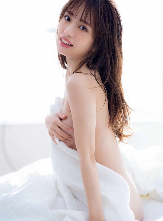 mion mukaichi akb48 photobook debut semi-nude naked pics japanese music idol