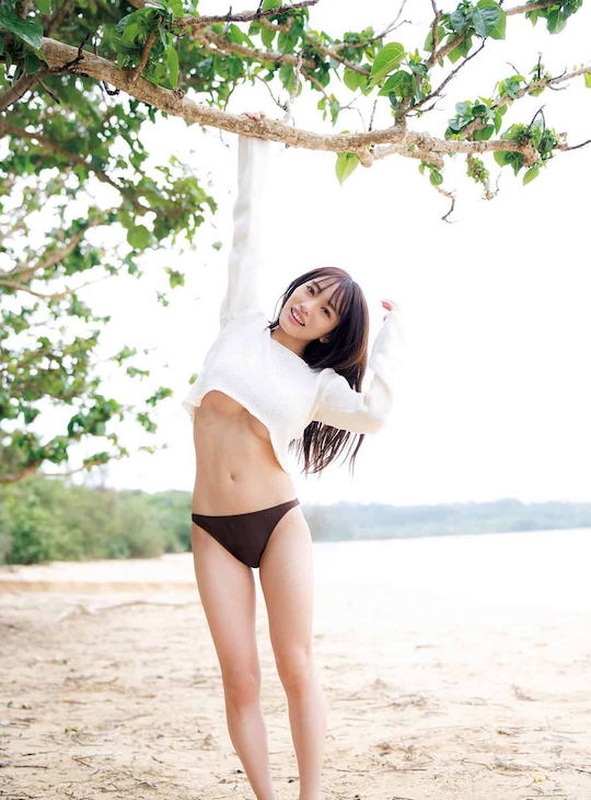 mion mukaichi akb48 photobook debut semi-nude naked pics japanese music idol