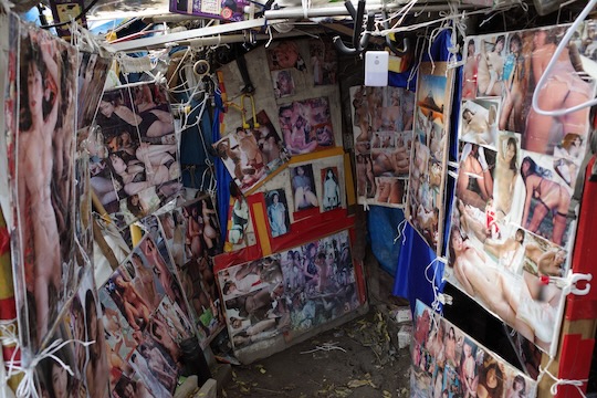 homeless village hut japan osaka porn magazine decoration exhibition