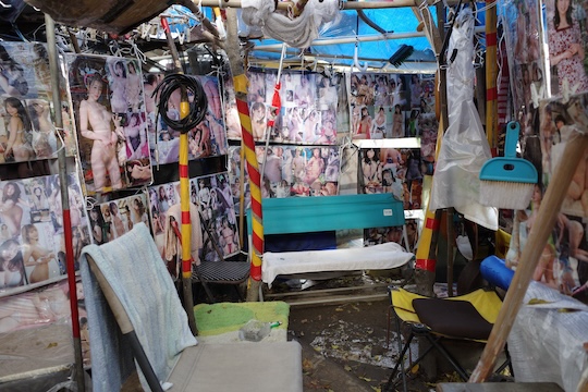 homeless village hut japan osaka porn magazine decoration exhibition