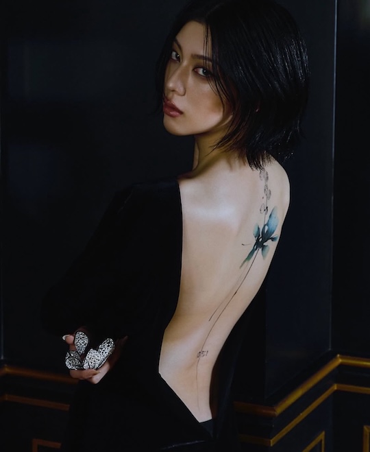 ayaka miyoshi japanese model actress sexy back tattoo