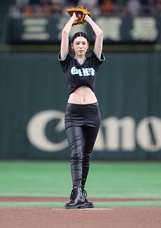 ayaka miyoshi baseball ceremonial first pitch